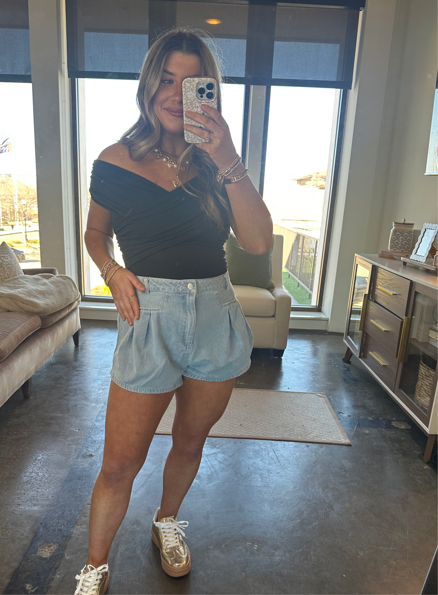 Nantucket Pleat Denim Shorts