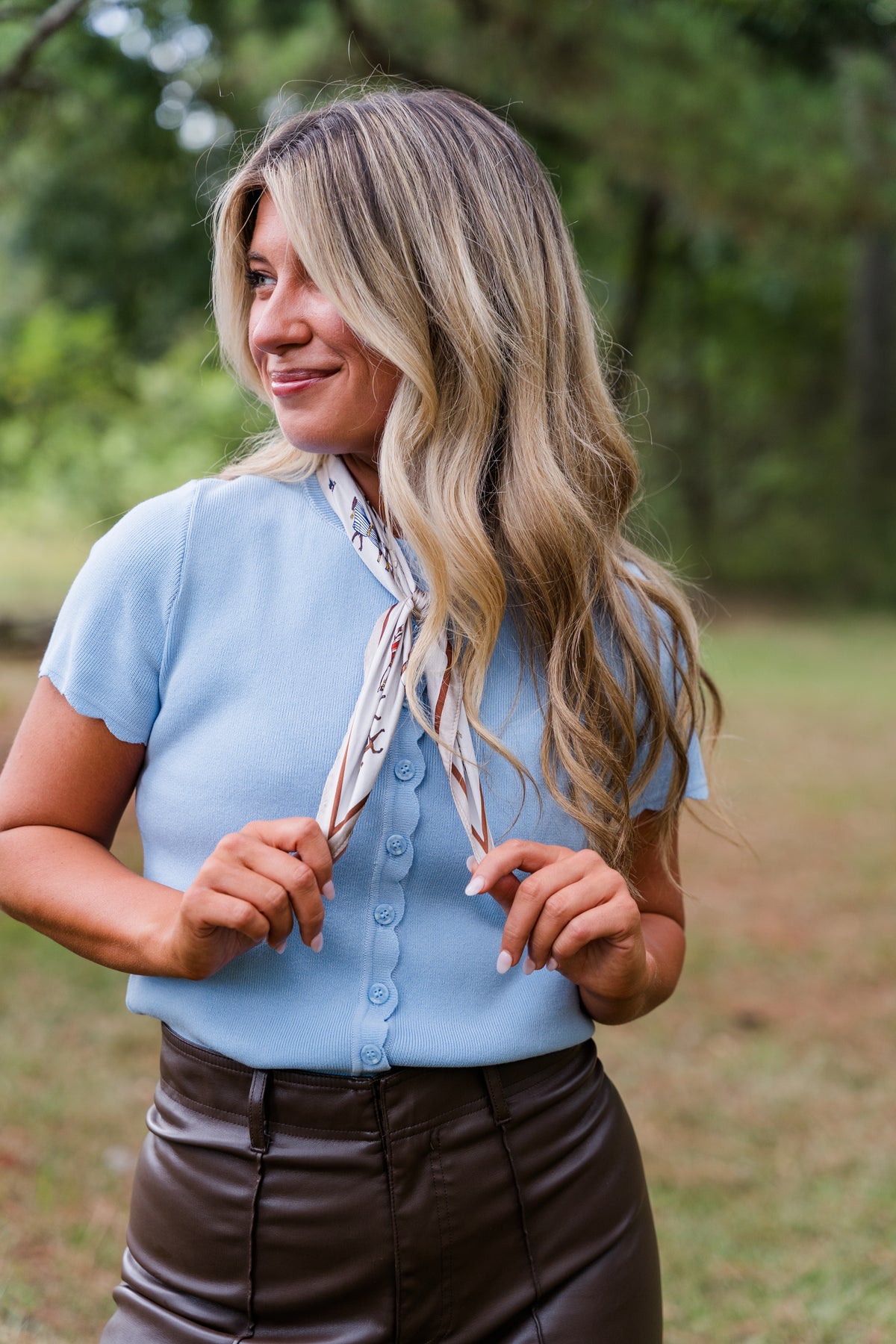 Wren Scalloped Top-blue