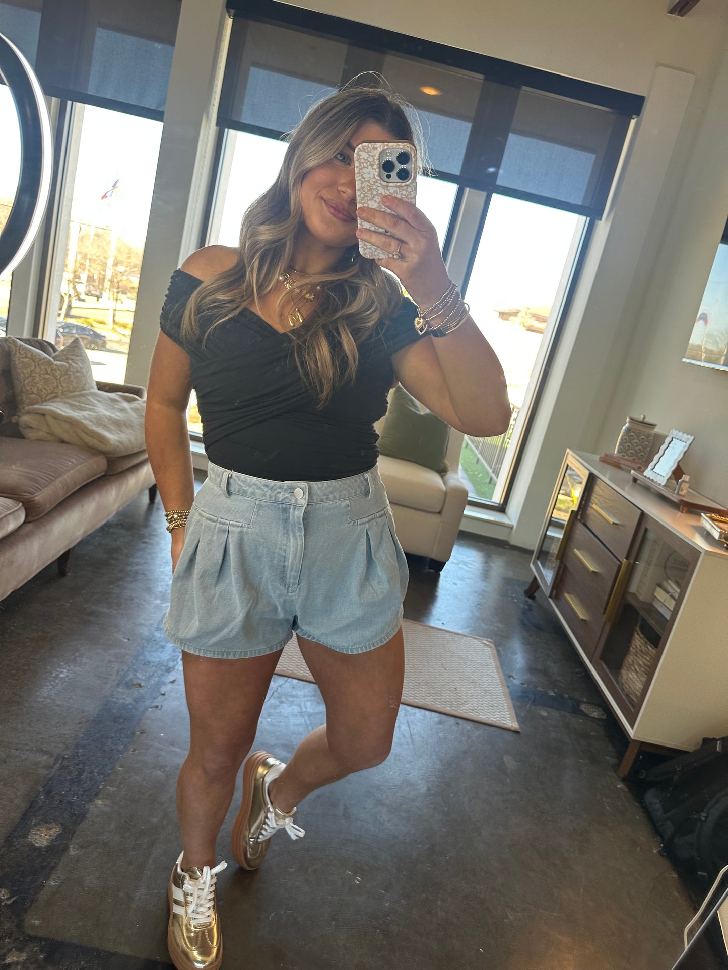 Nantucket Pleat Denim Shorts