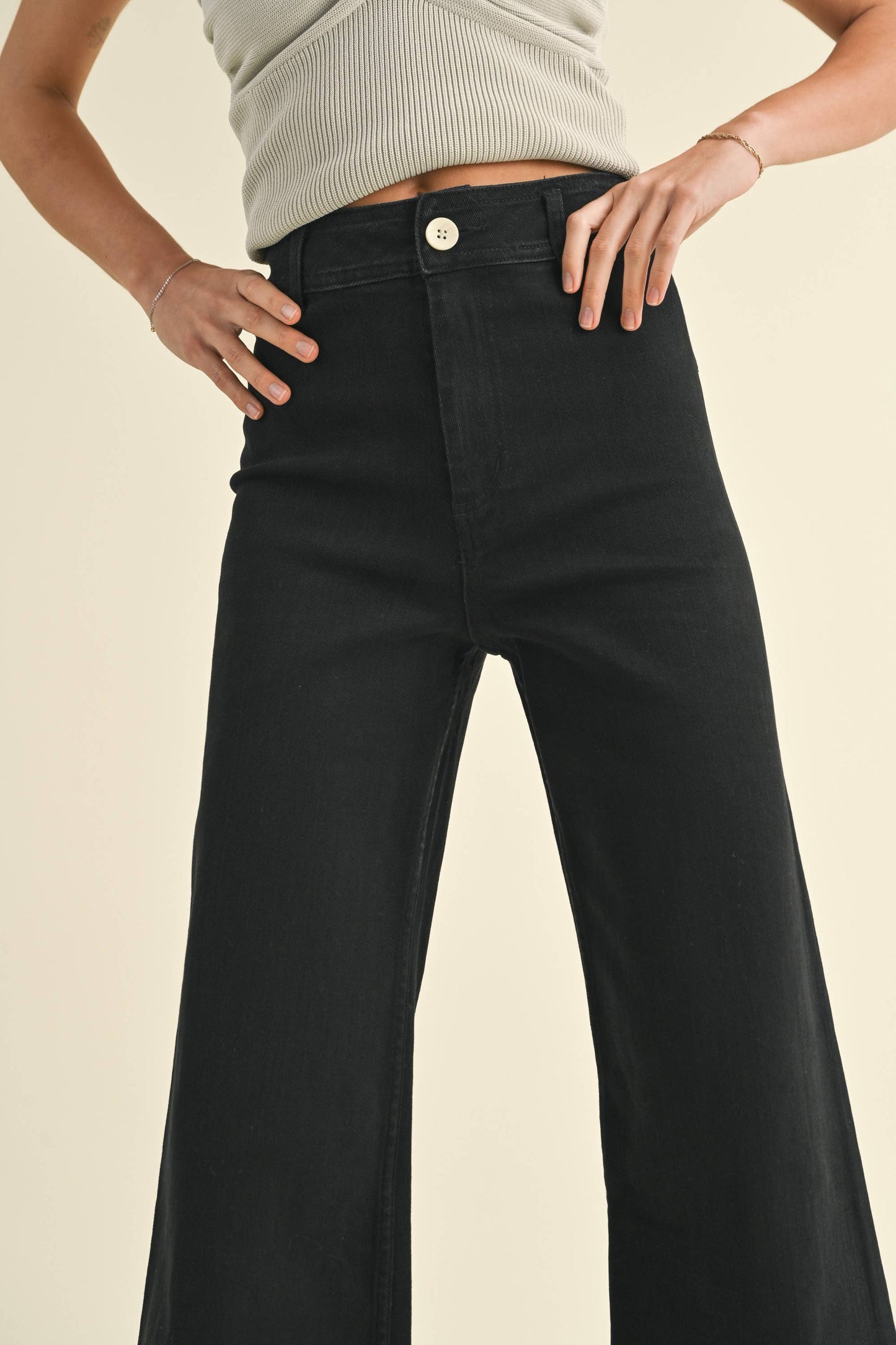 MMP623 STRAIGHT WIDE LEG DENIM PANTS: MAROON / M