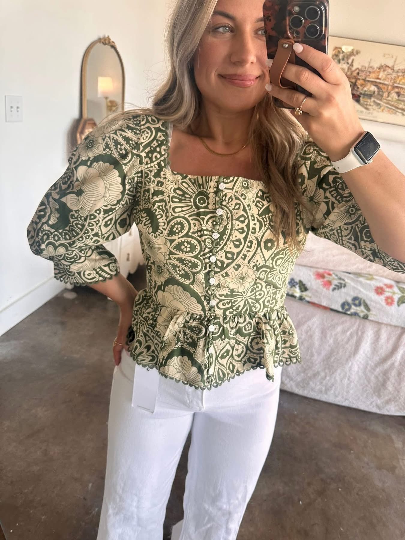 Meet you at Happy Hour Scallop Lace Trim Peplum Hem Top