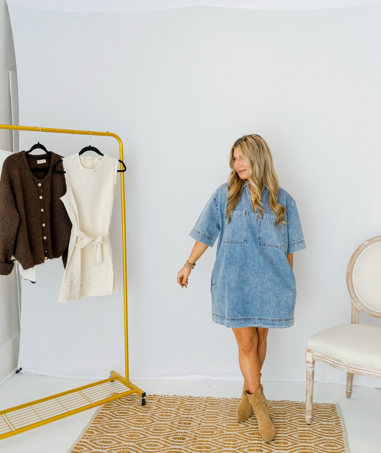 Something Special V Neck Denim Dress