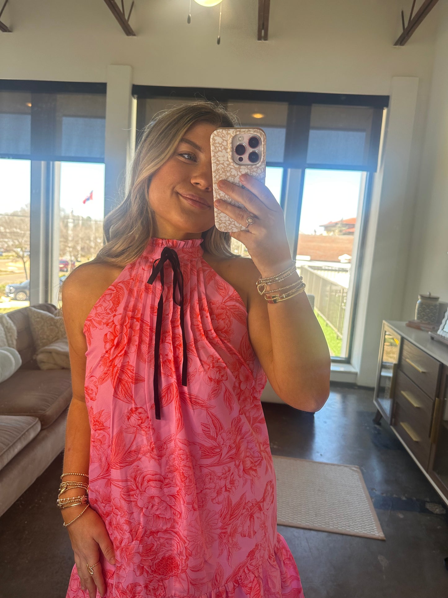 Garden Party Mini Dress- Pink