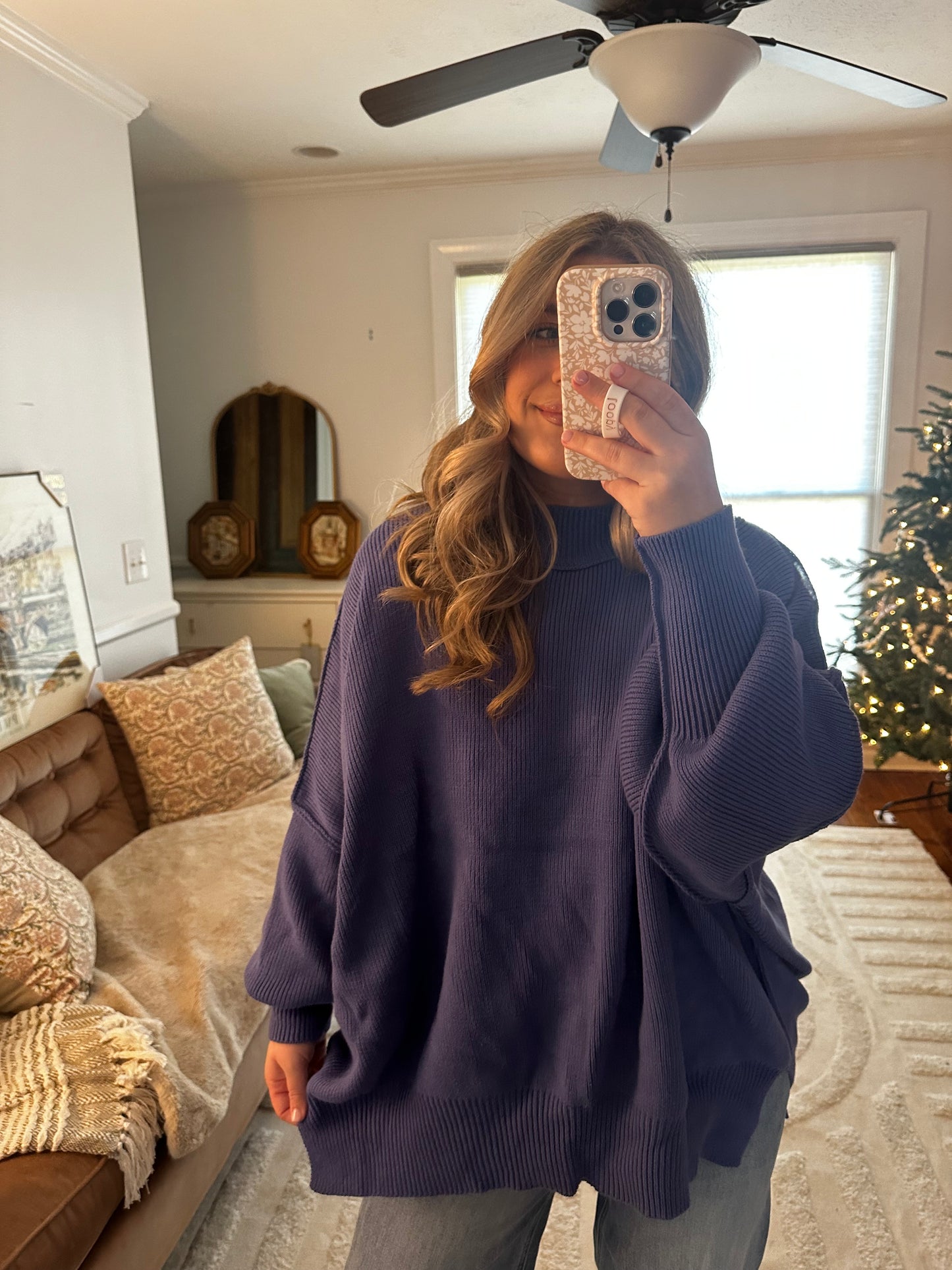 Marlin Side Slit Oversized MockNeck Sweater
