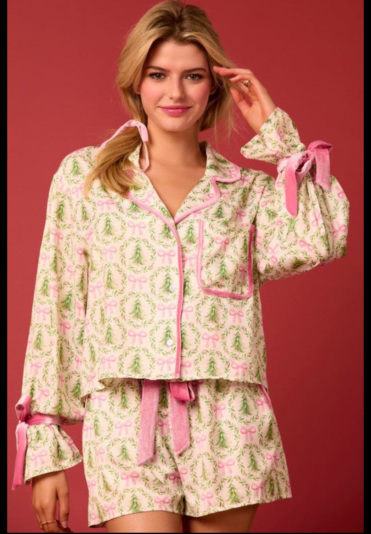Santa Embroidery Pajama Set - Modern Muse Collective