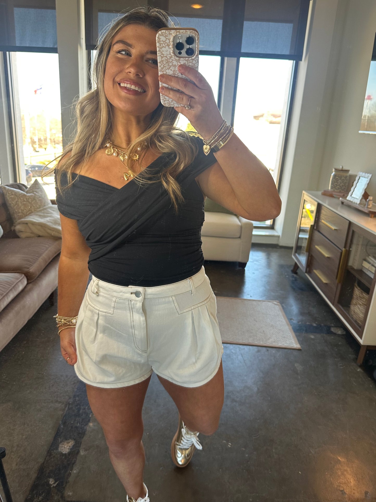 Nantucket Pleat white Denim Shorts