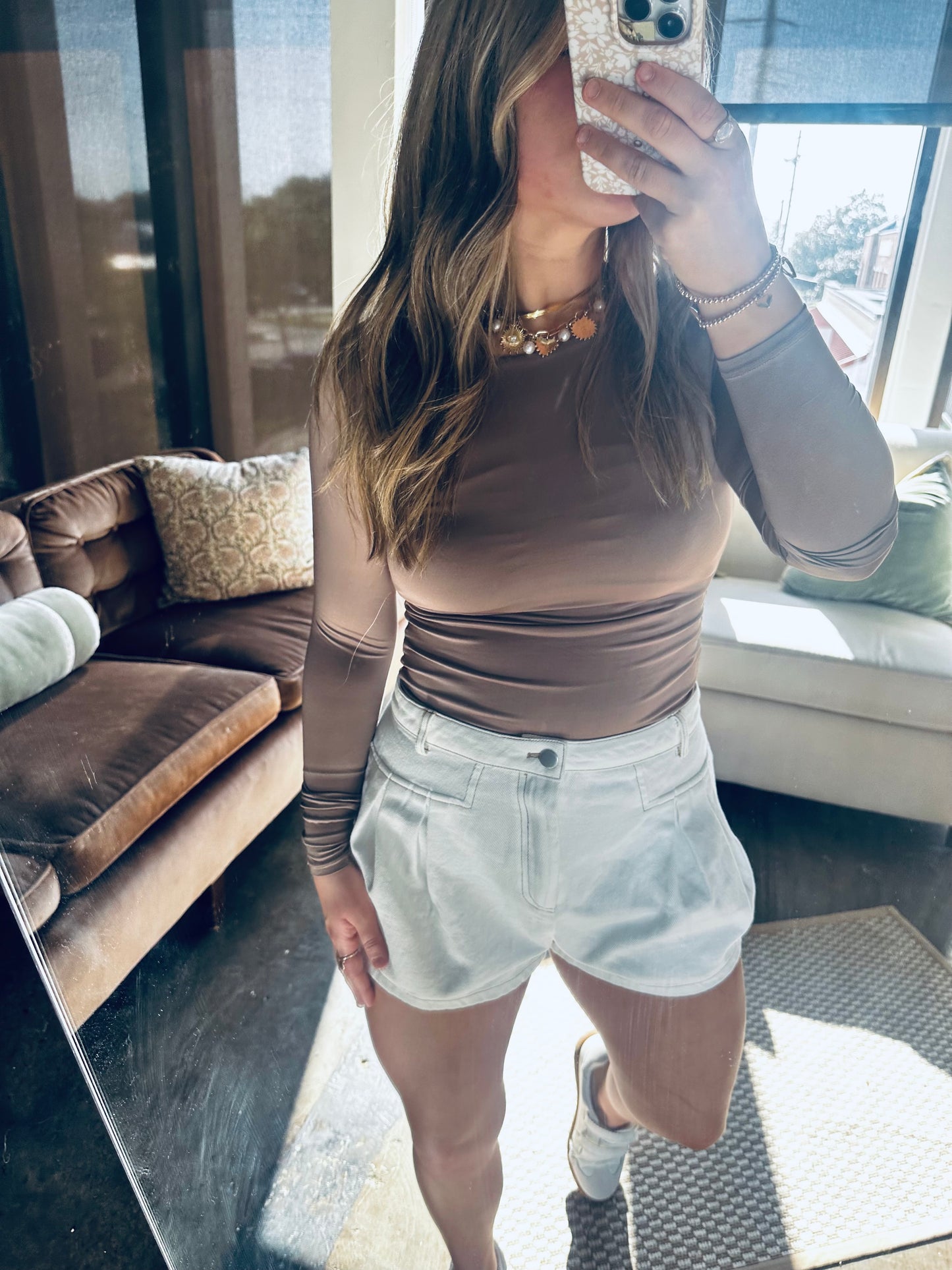 Perfect Fit Long Sleeve Layering Tee- Espresso