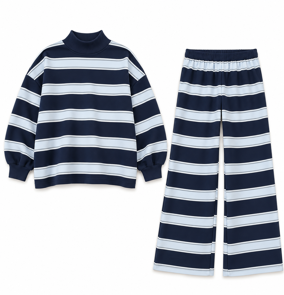 PRE-ORDER- Cozy Club Striped Set | Navy