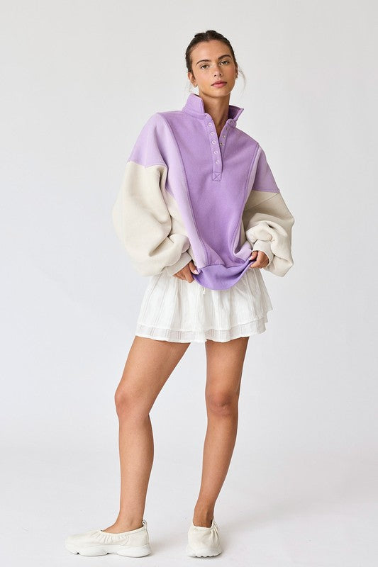 Road Tripping Oversized Pullover- Lavender - Modern Muse Collective