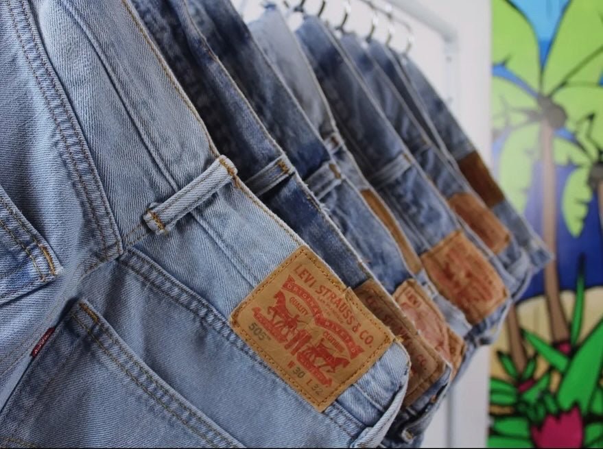 Upcycled Vintage Levi’s - Modern Muse Collective- Beach outfit - Blue jean shorts - Brunch outfit - Denim Shorts -