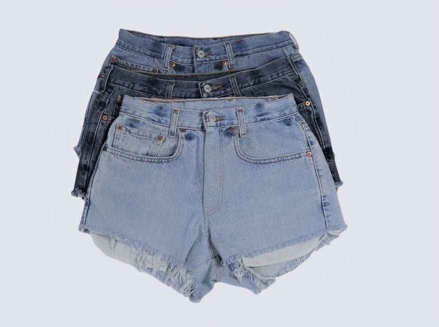 Upcycled Vintage Levi’s - Modern Muse Collective- Beach outfit - Blue jean shorts - Brunch outfit - Denim Shorts -