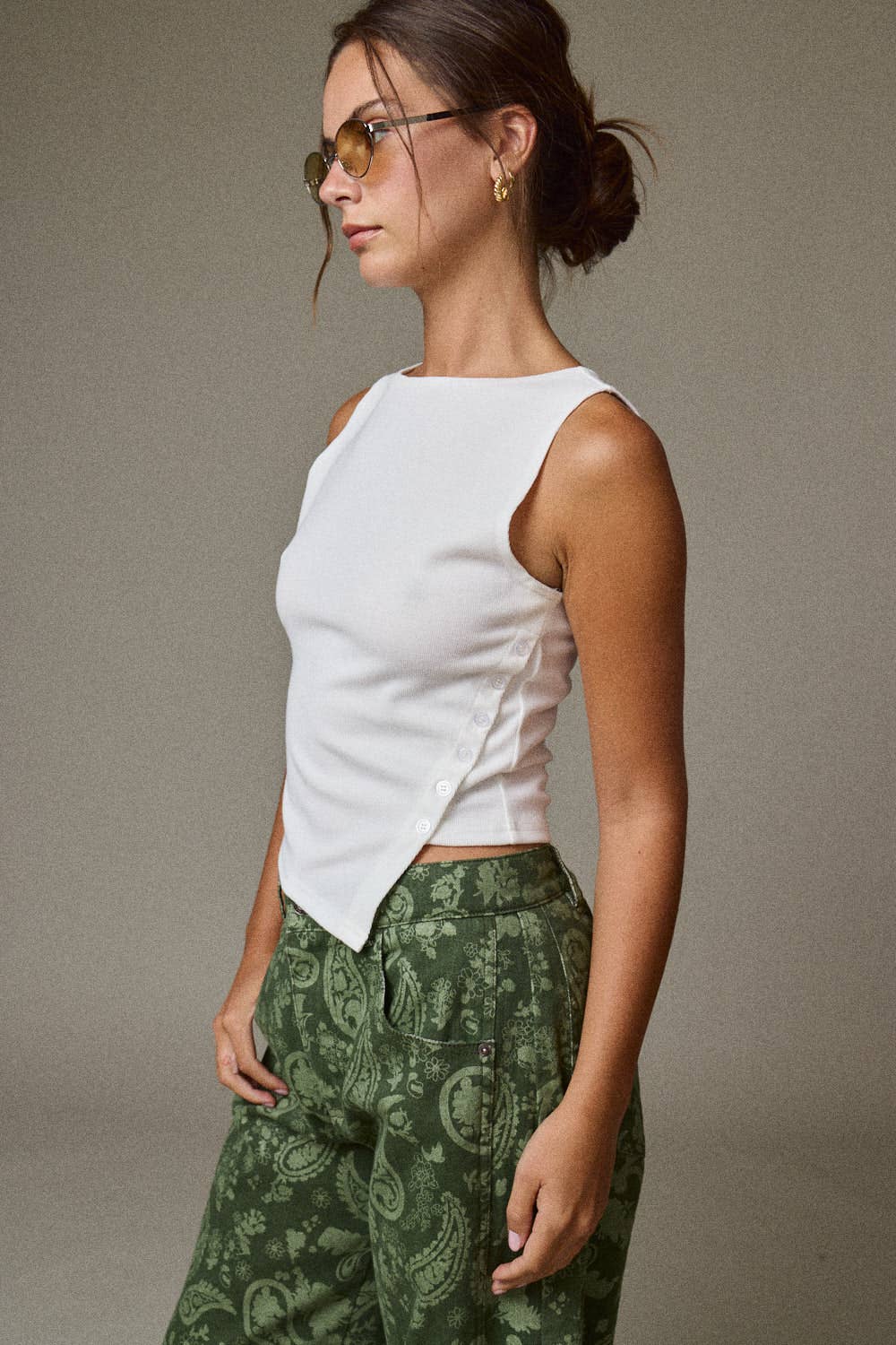 PT18711 - Asymmetrical Hem Tank: BURGUNDY / L