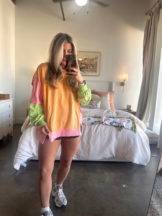 Cozy Days Pastel Color-block Pullover