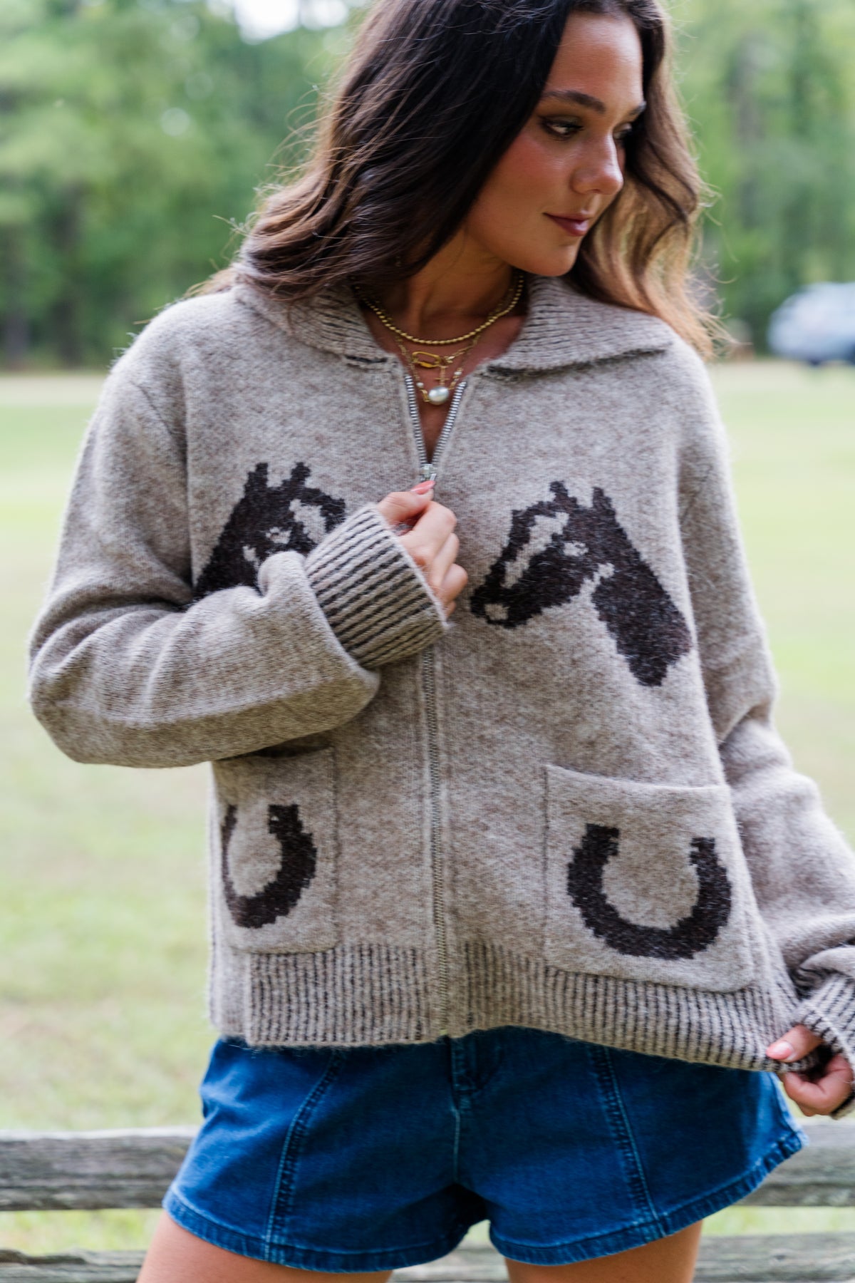 Off to the Races Full Zip Cardigan
