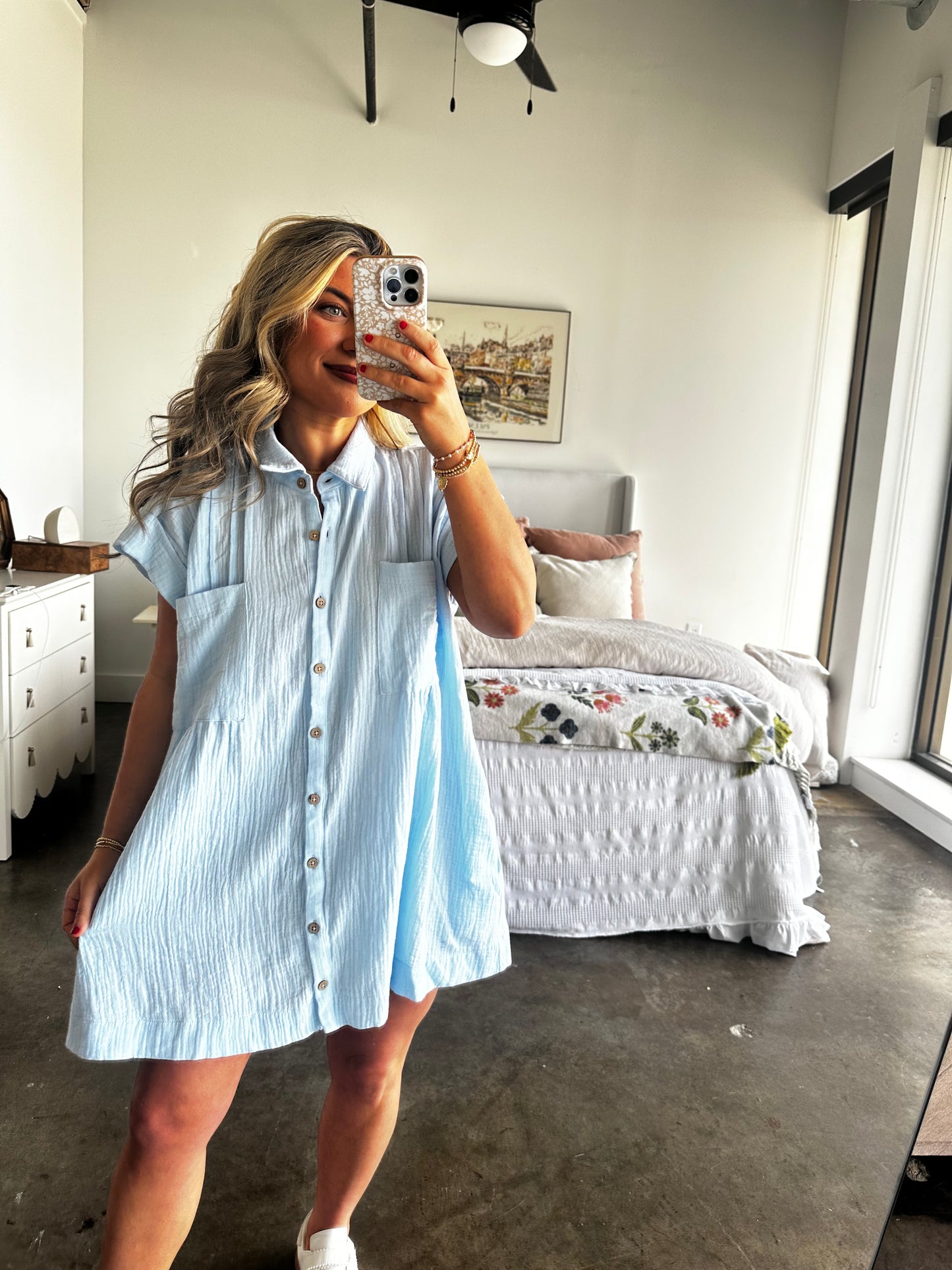 The Lila Gauze Shirt Dress