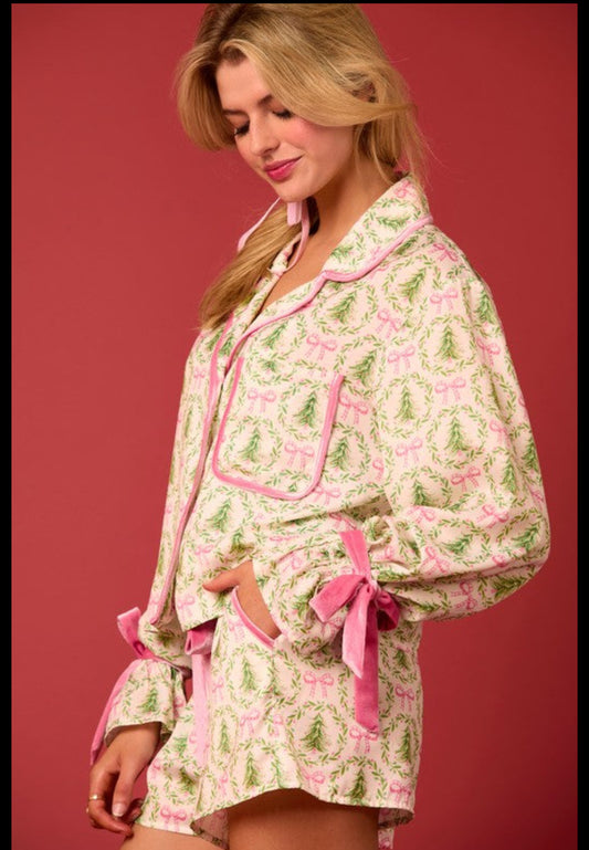 Santa Embroidery Pajama Set - Modern Muse Collective
