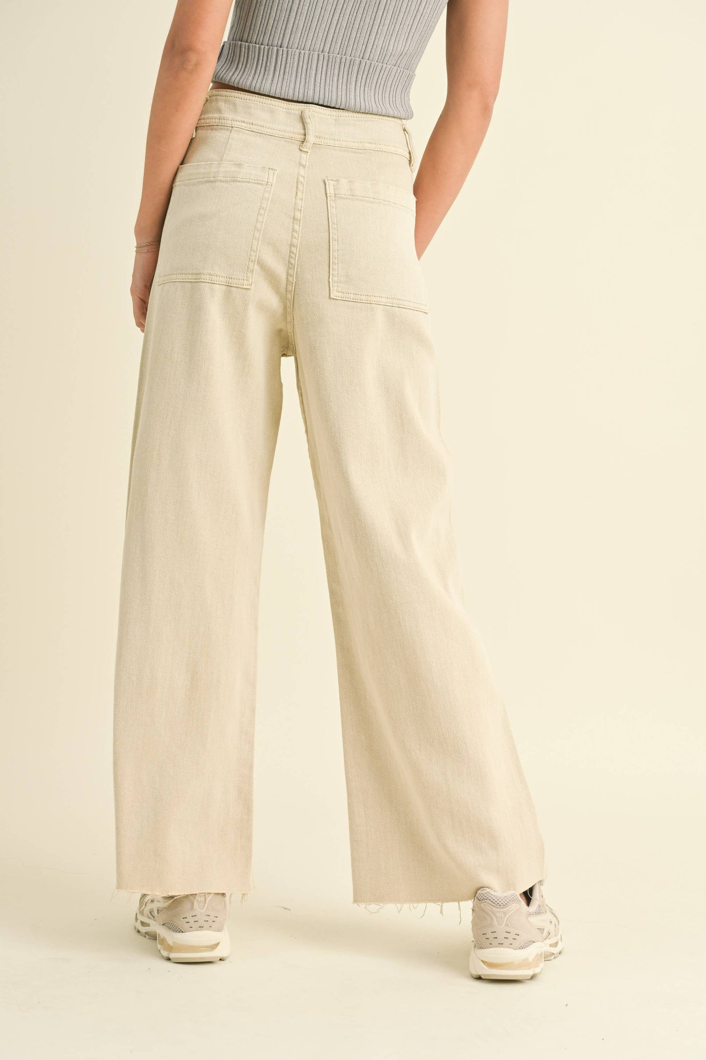 MMP623   STRAIGHT WIDE LEG DENIM PANTS: MAROON / S