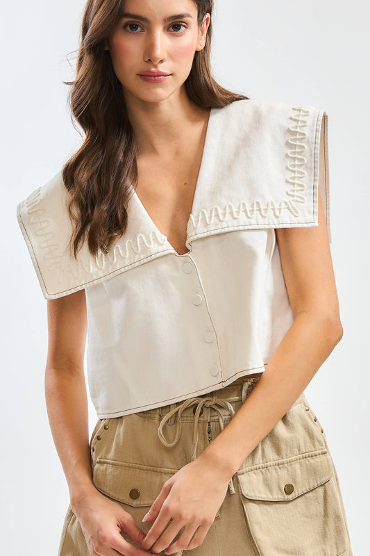PRE-Order:Embroidered Sailor Top
