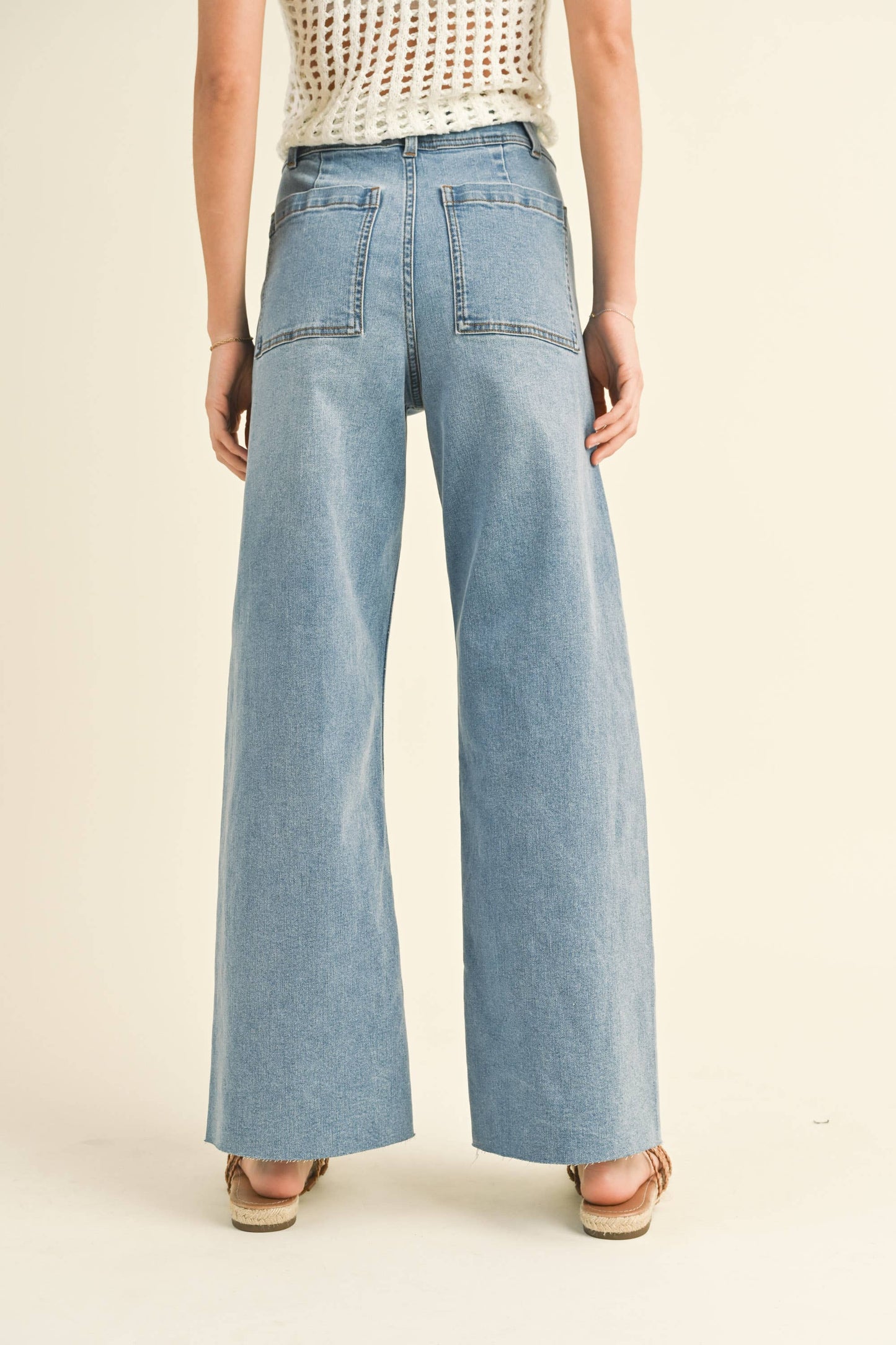 MMP623   STRAIGHT WIDE LEG DENIM PANTS: MAROON / M
