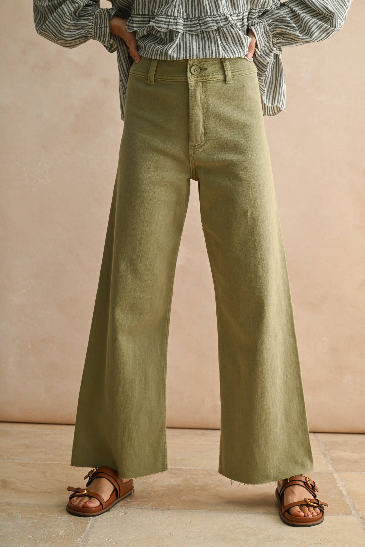 MMP623   STRAIGHT WIDE LEG DENIM PANTS: MAROON / L