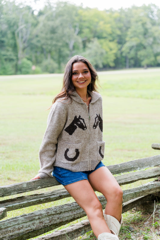 Off to the Races Full Zip Cardigan