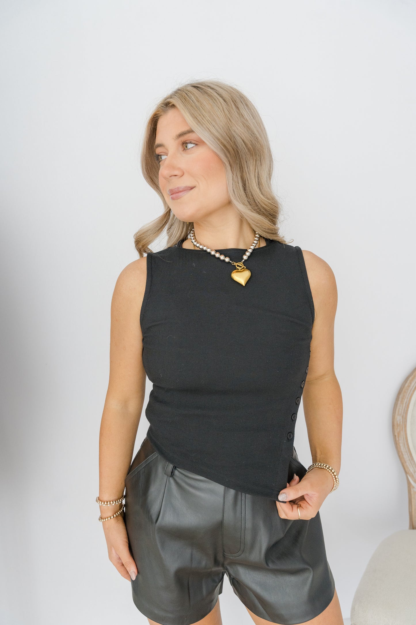 Jolie Asymmetrical Tank - Black