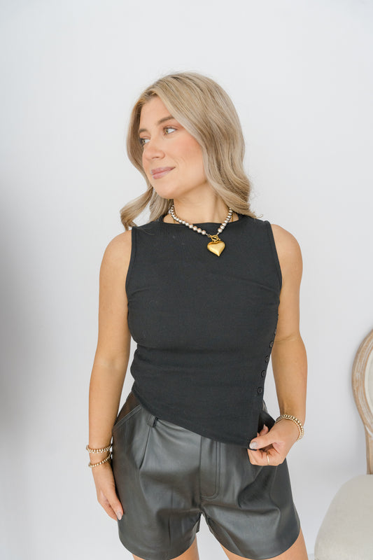 Jolie Asymmetrical Tank - Black
