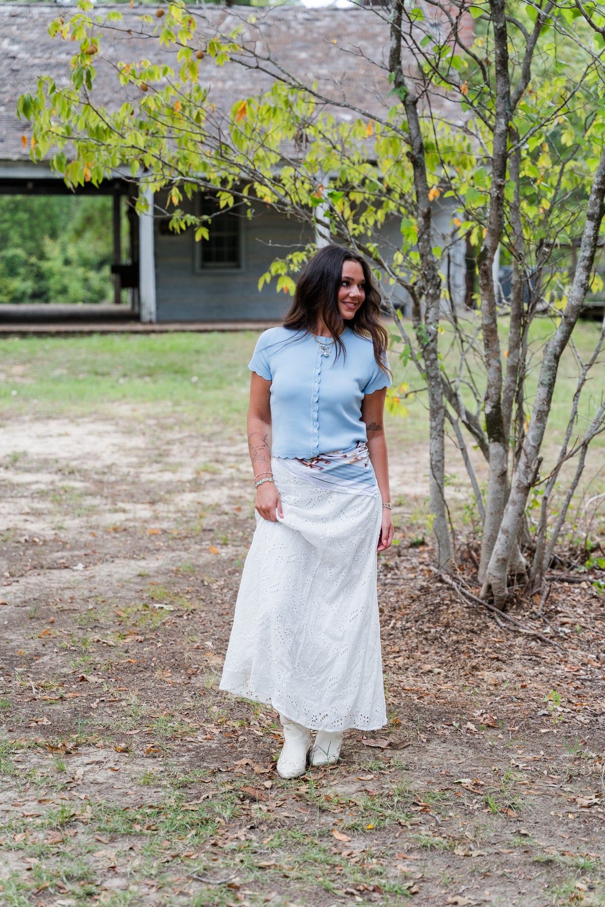 Sunday Social Eyelet Maxi Skirt