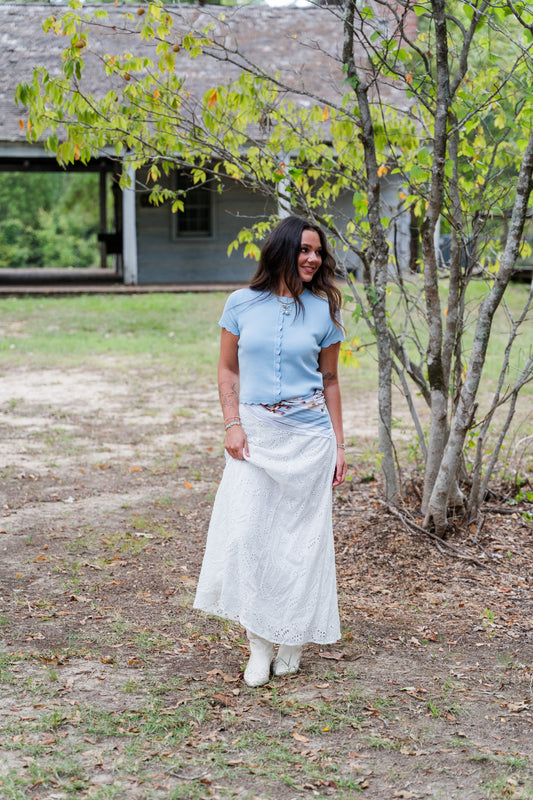 Sunday Social Eyelet Maxi Skirt