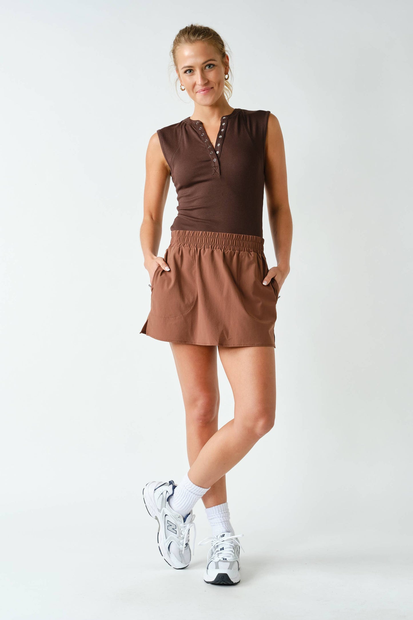 Essential Micro-Ribbed Henley Tank Top: SMITTEN CHERRY / S:M:L (2:2:2)