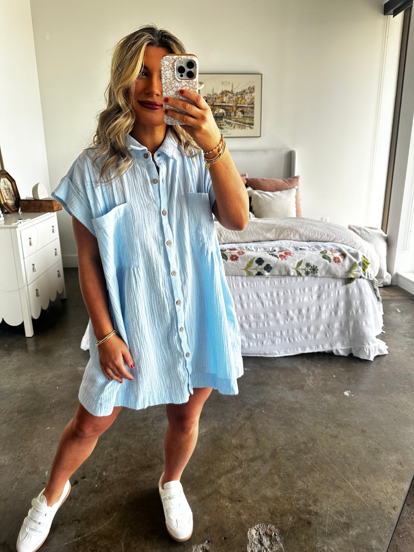 The Lila Gauze Shirt Dress