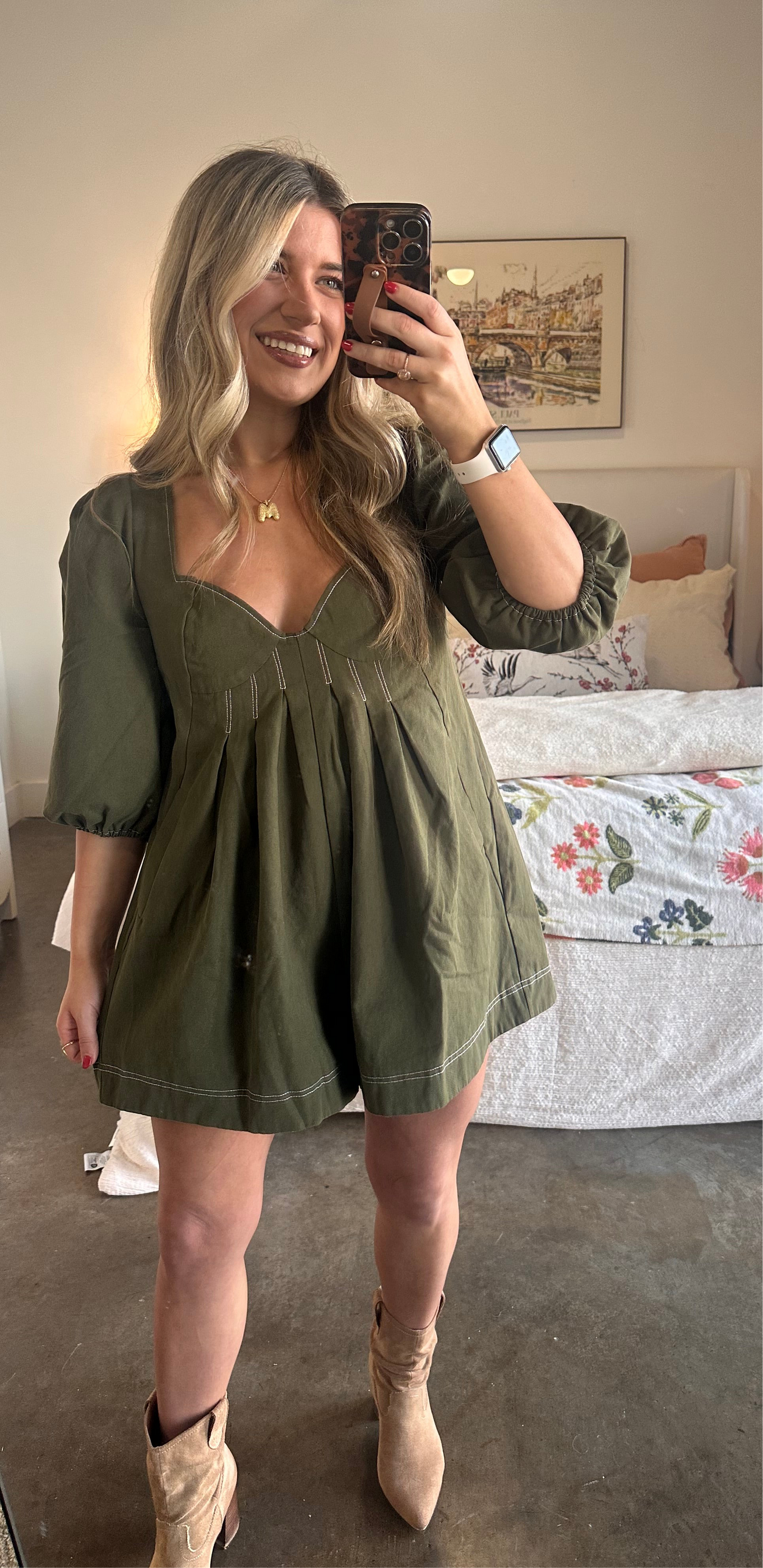 Southern Charm Olive Romper