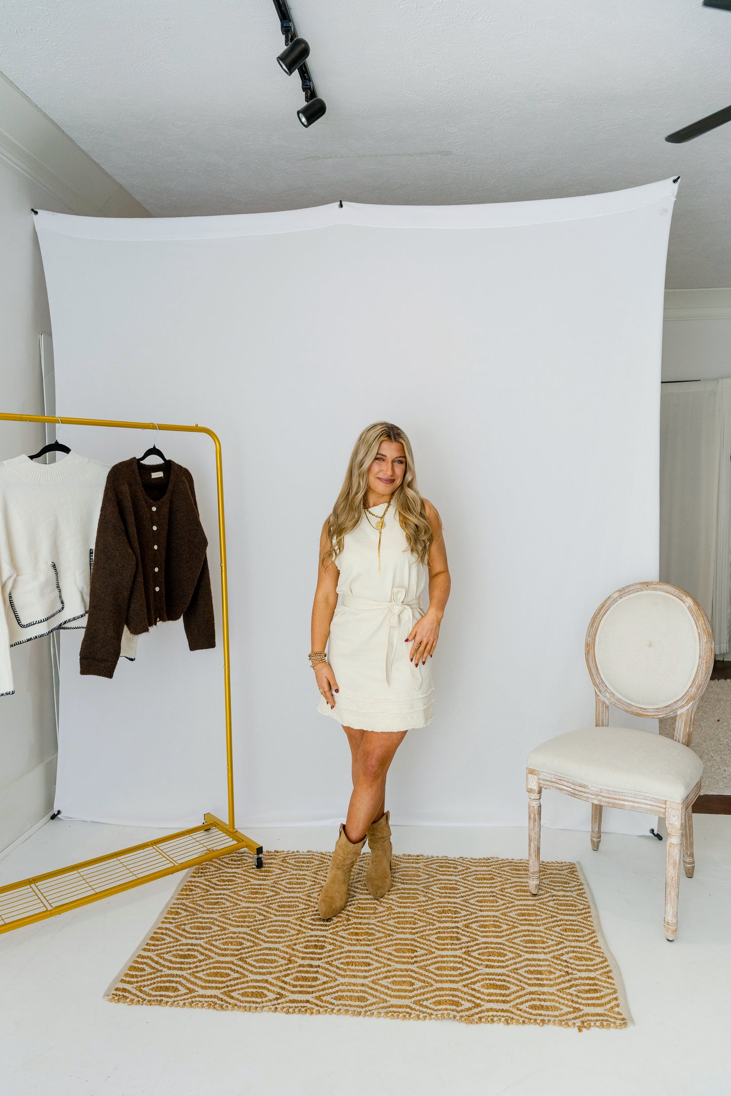 Demi Frayed Trim Sleeveless Mini Dress