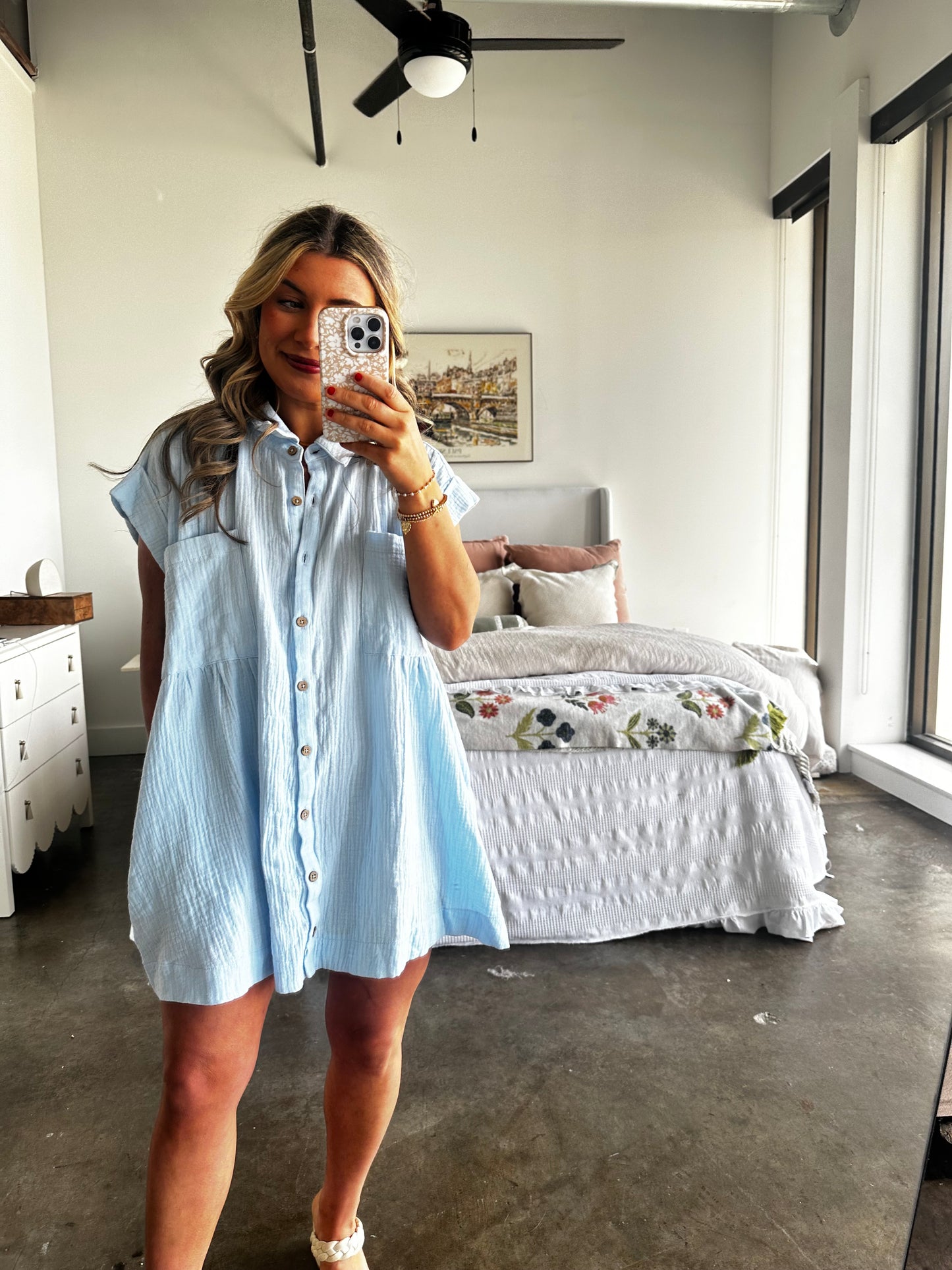The Lila Gauze Shirt Dress