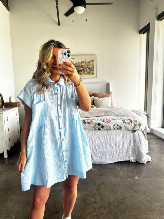 The Lila Gauze Shirt Dress