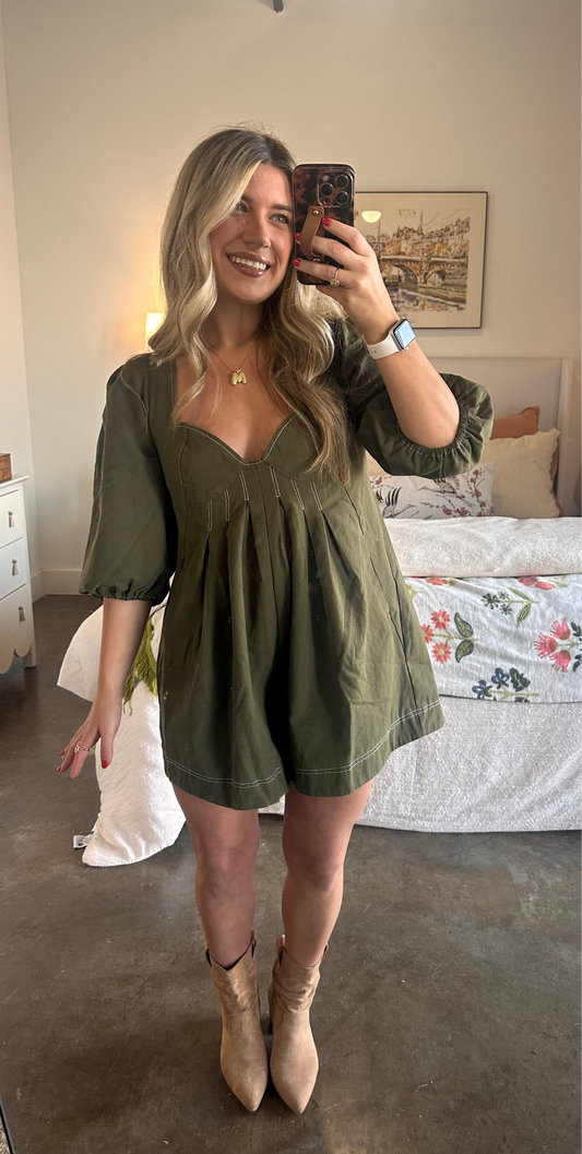 Southern Charm Olive Romper