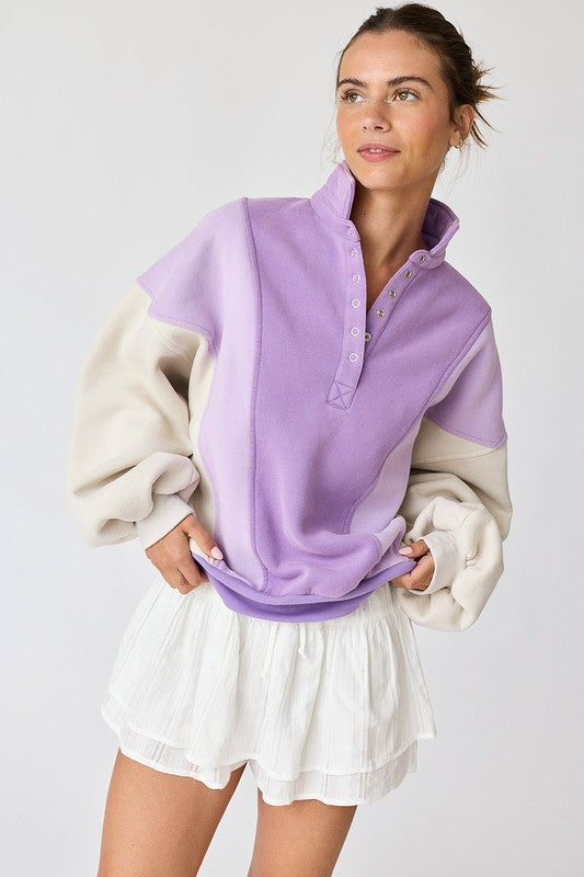 Road Tripping Oversized Pullover- Lavender - Modern Muse Collective