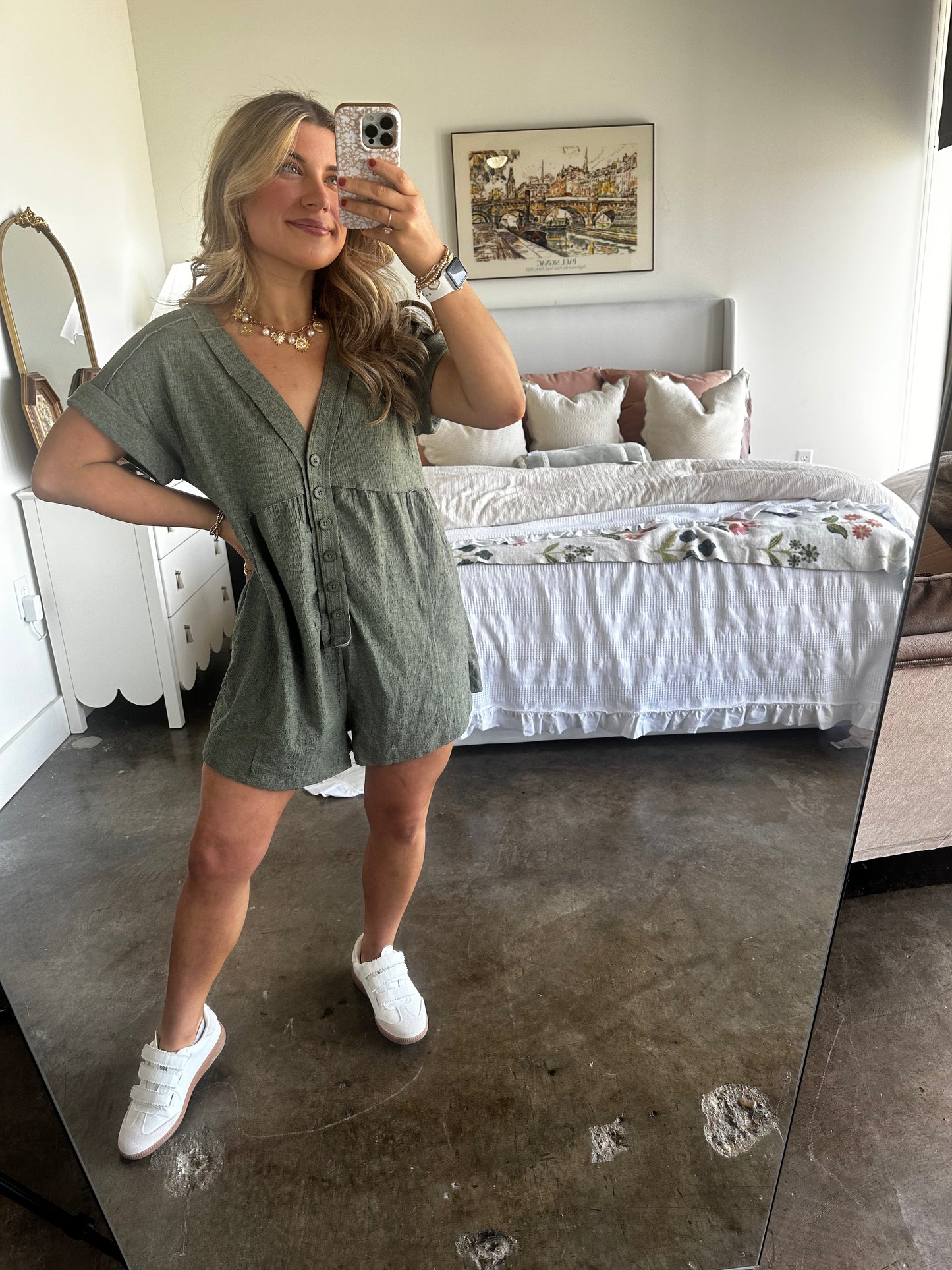 Lead the Way Babydoll Romper - Olive