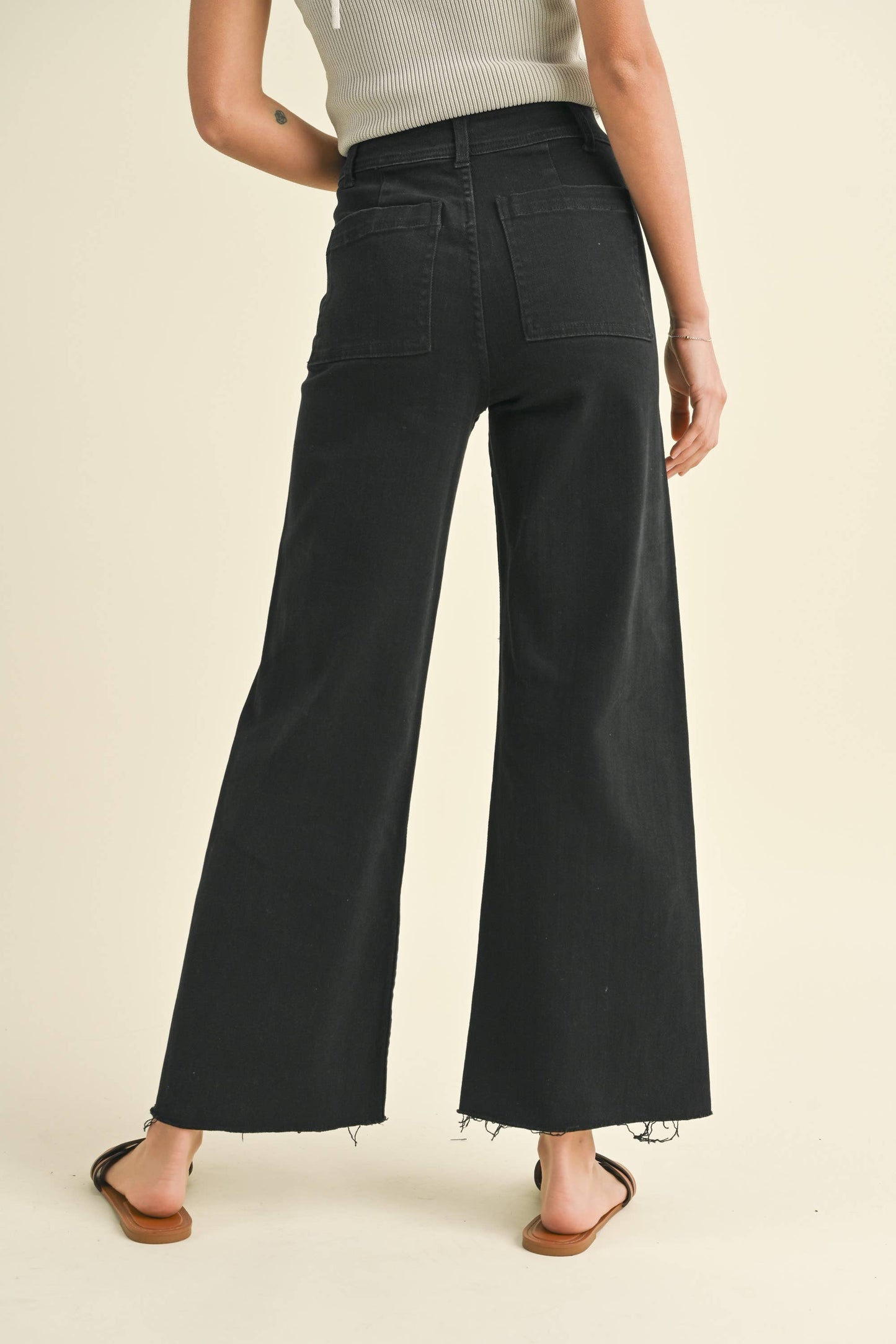 MMP623   STRAIGHT WIDE LEG DENIM PANTS: MAROON / M