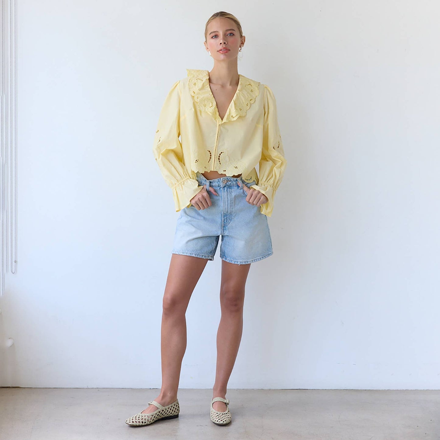 Embroidery Ruffle Blouse - RT1039: White / S-M-L (3-2-1)