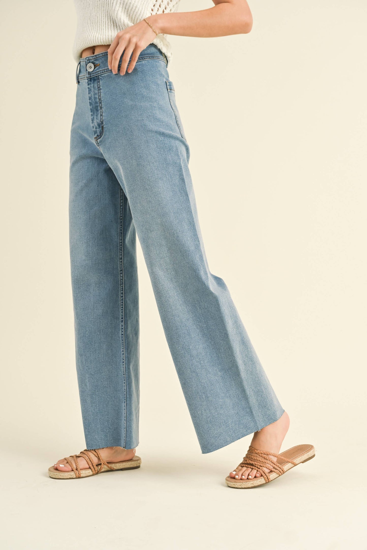 MMP623   STRAIGHT WIDE LEG DENIM PANTS: MAROON / M