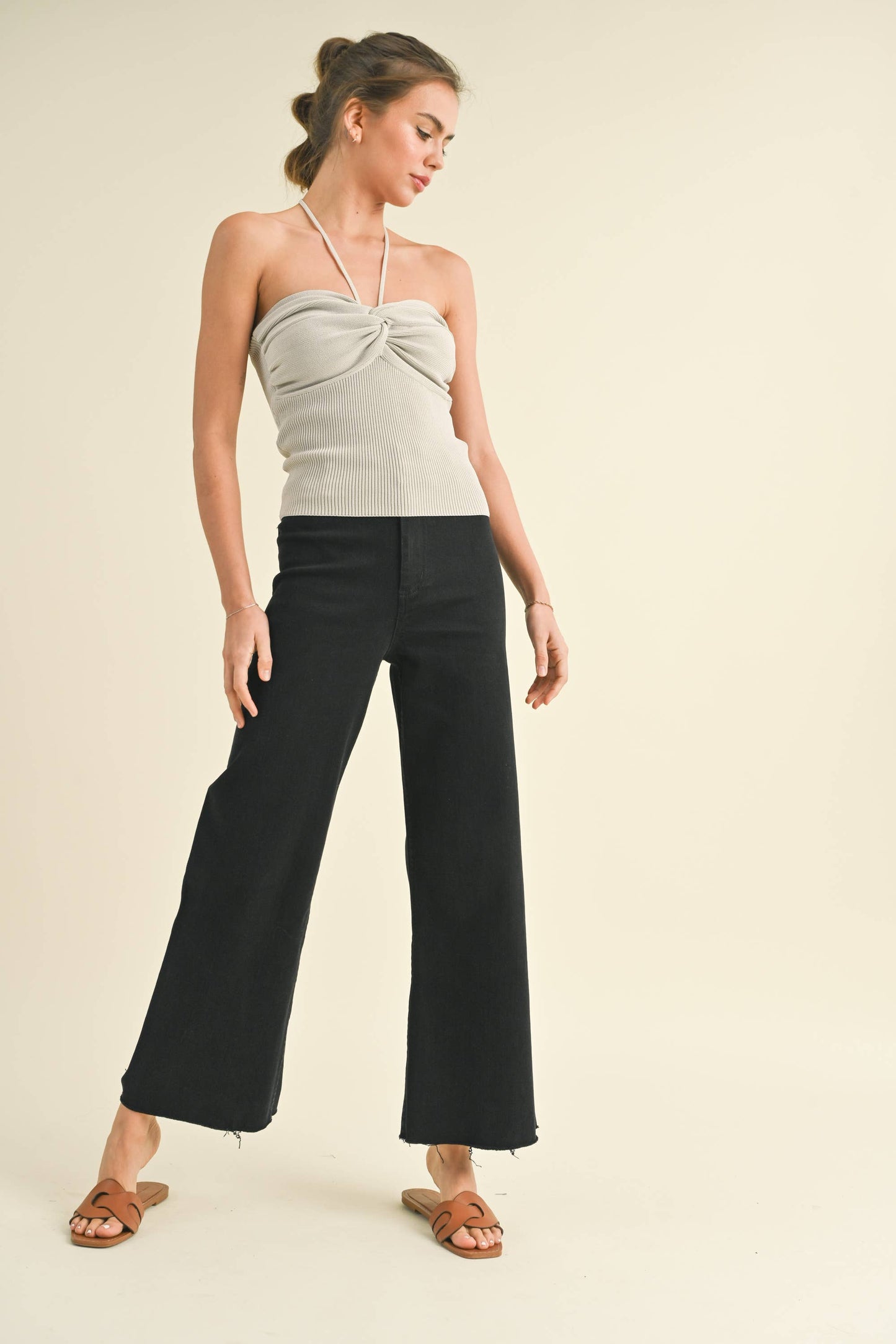 MMP623   STRAIGHT WIDE LEG DENIM PANTS: MAROON / S